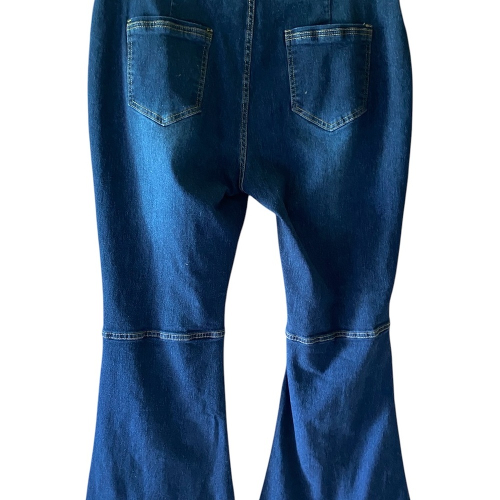 FLAMINGALS NWOT WOMENS BELL BOTTOMS JEANS DARK BLUE SZ XXL (20-22) - Picture 2 of 3